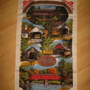 Kay Dee Vintage 1960's Tea Towel Covered Bridges